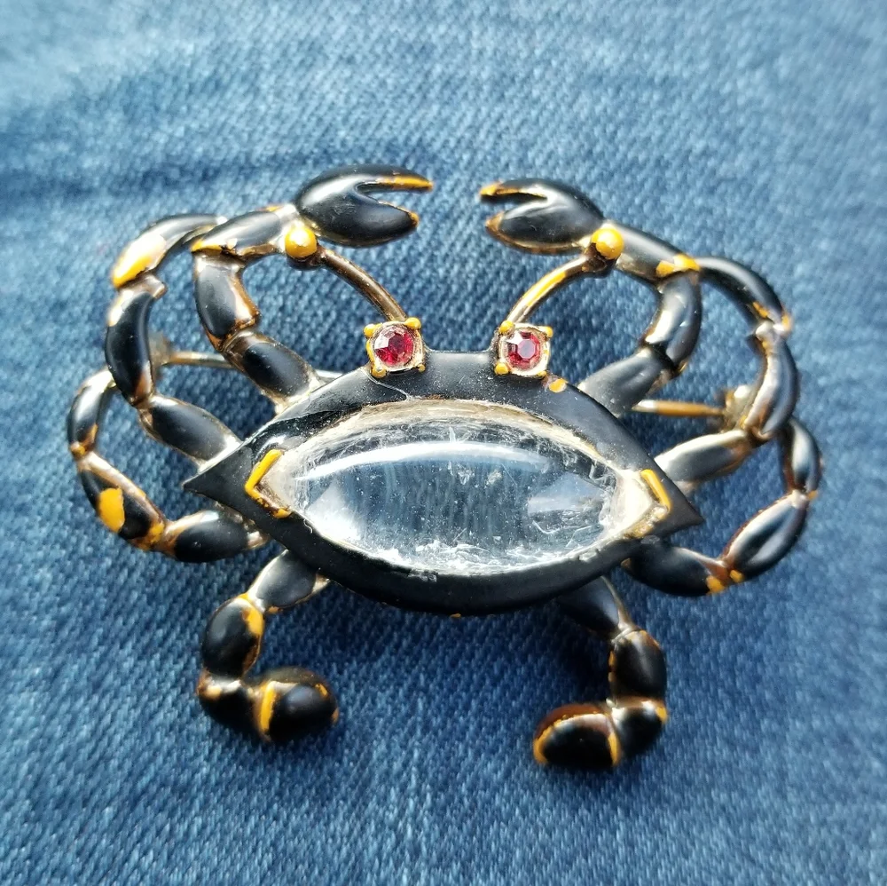 Relisted - Vintage crab brooch jelly belly unsigned Hattie Carnegie - Picture 3 of 13
